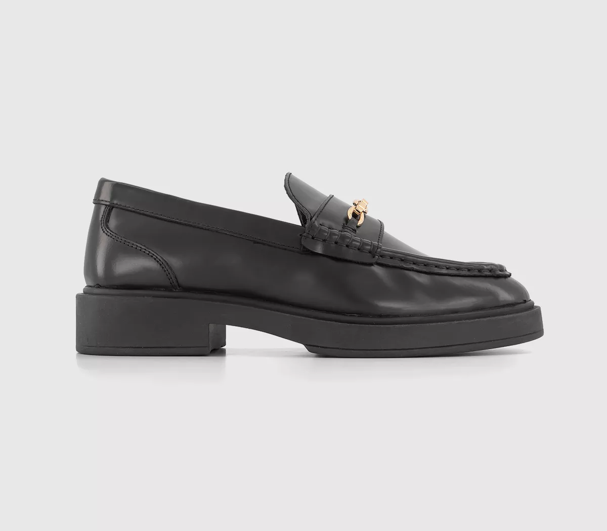 OFFICE Firecracker Leather Chain Loafers Black Leather