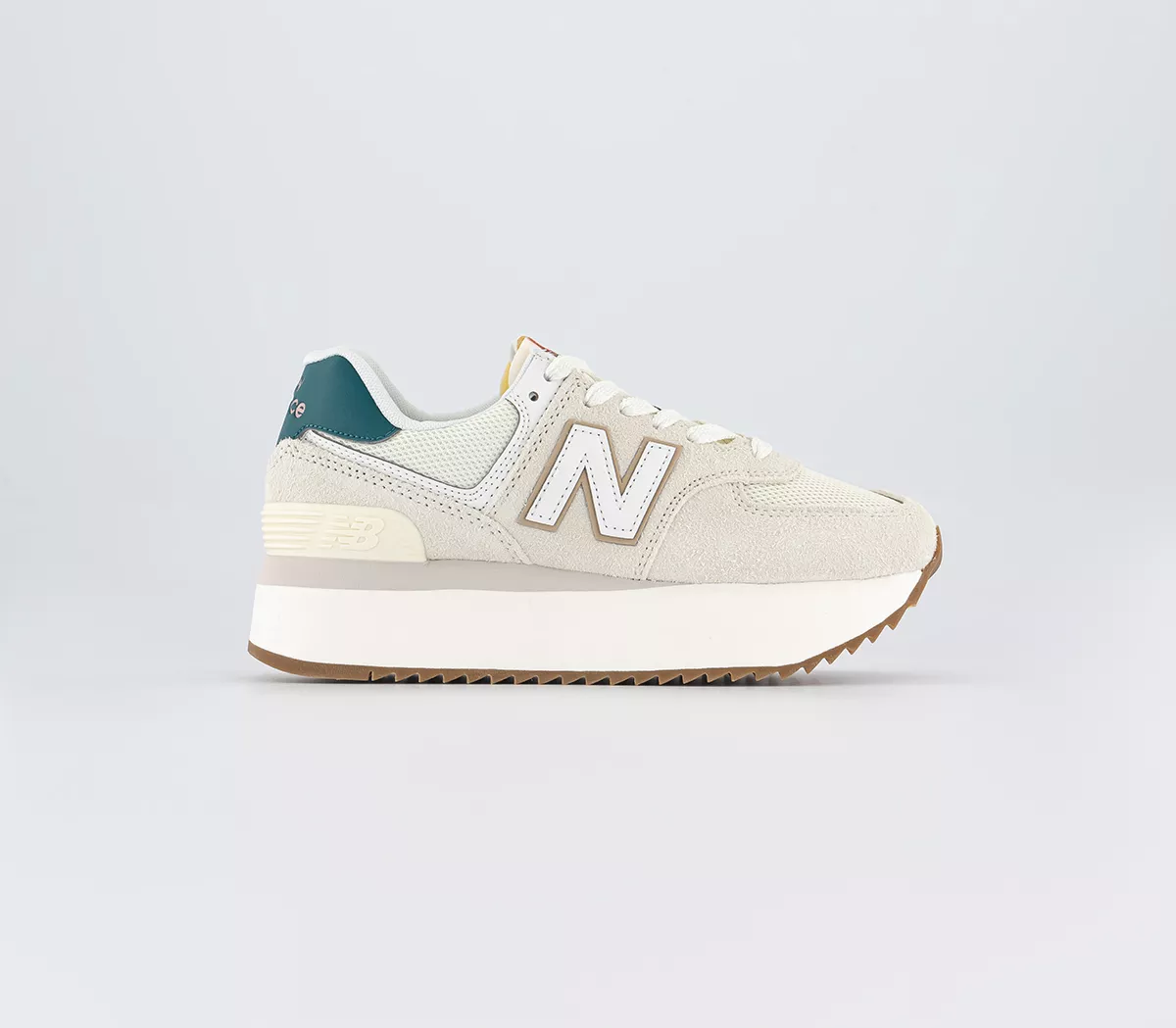 New Balance 574 Platform Trainers  Turtledove Green Gum