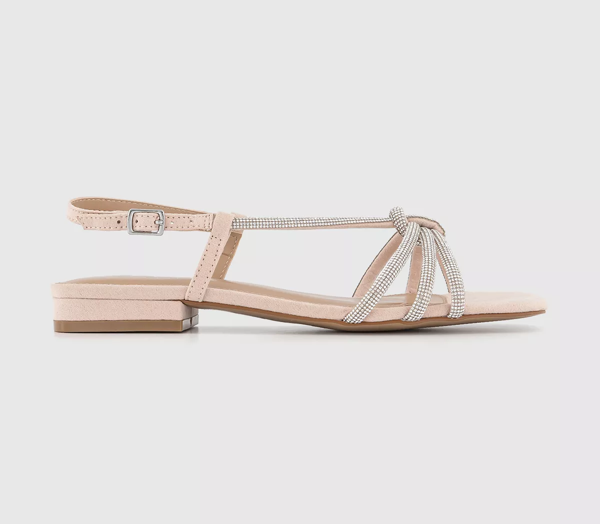 OFFICE Sunshine Low Block Occasion Embellished Knot Sandals Blush Embellished