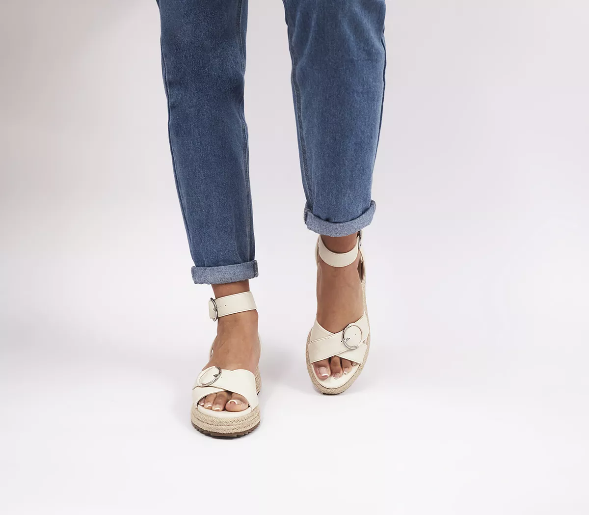 OFFICE Suzie Flatform Espadrilles Off White