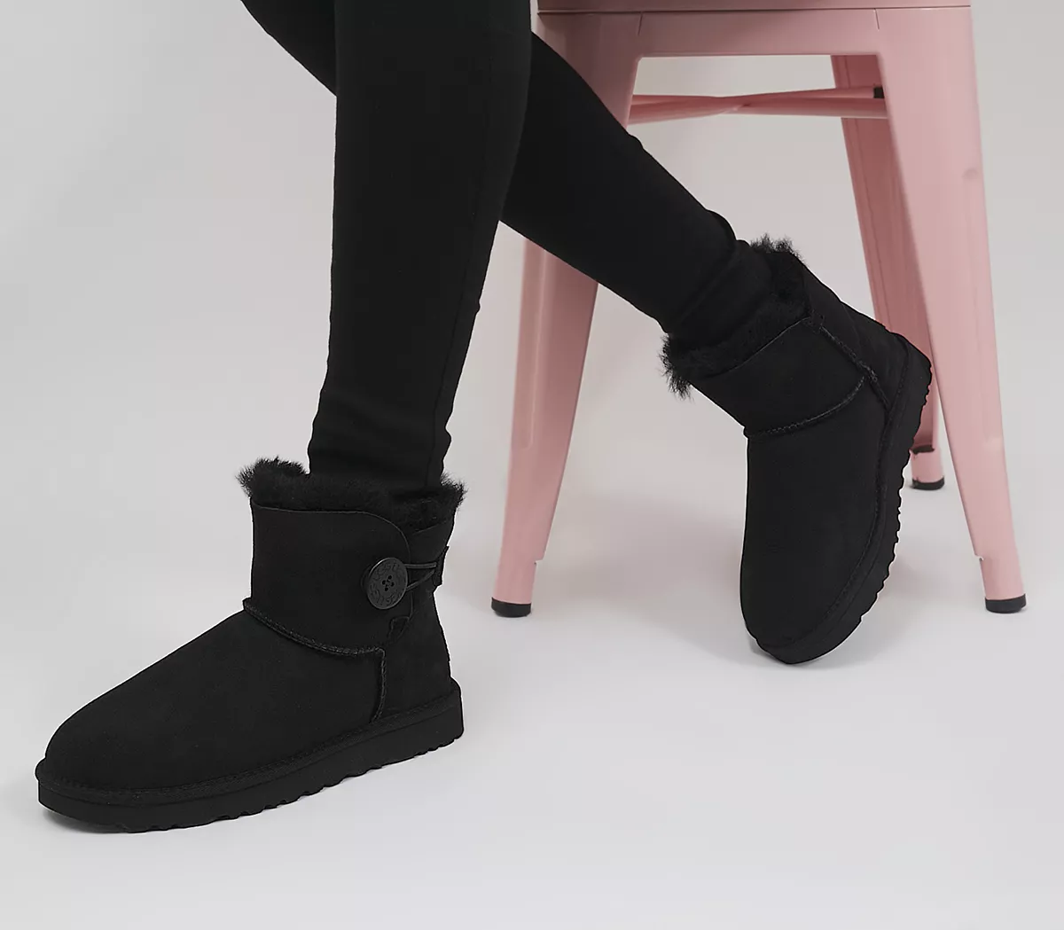 UGG Mini Bailey Button II Black Leather