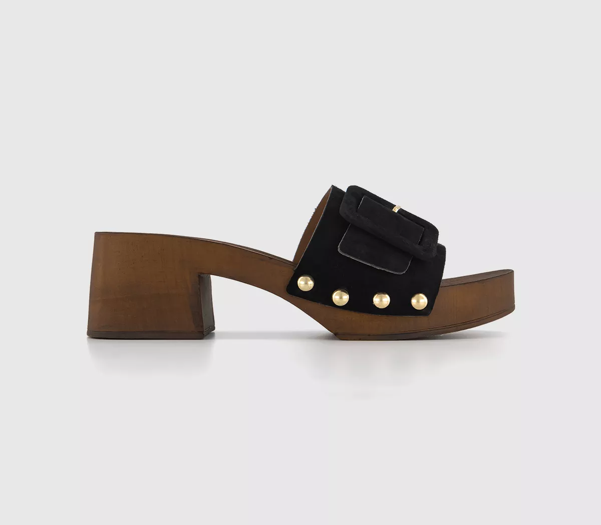 OFFICE Max Buckle Clogs Black Suede