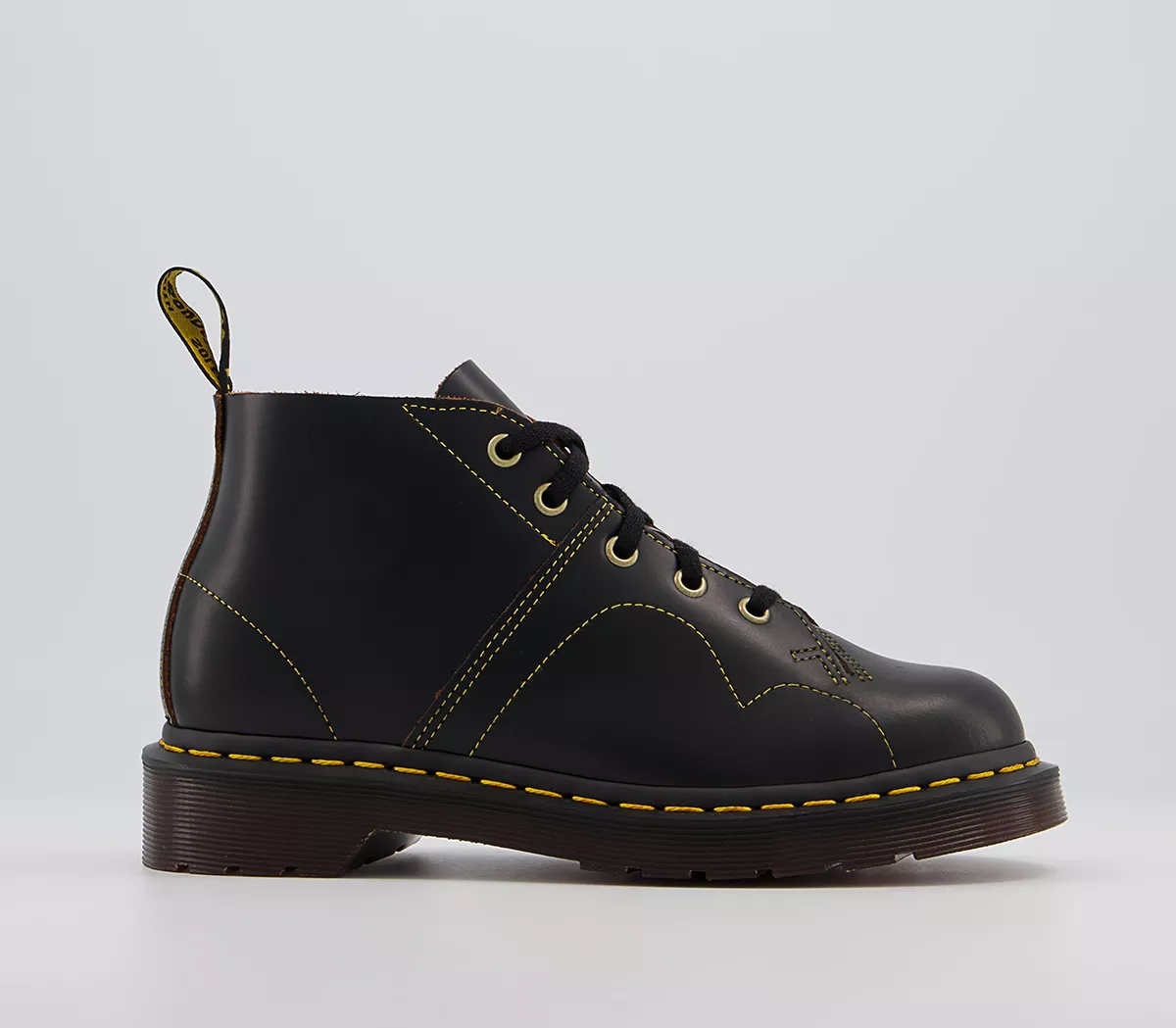 Dr. Martens Church 5 Eye Monkey Boots Black Vintage Smooth
