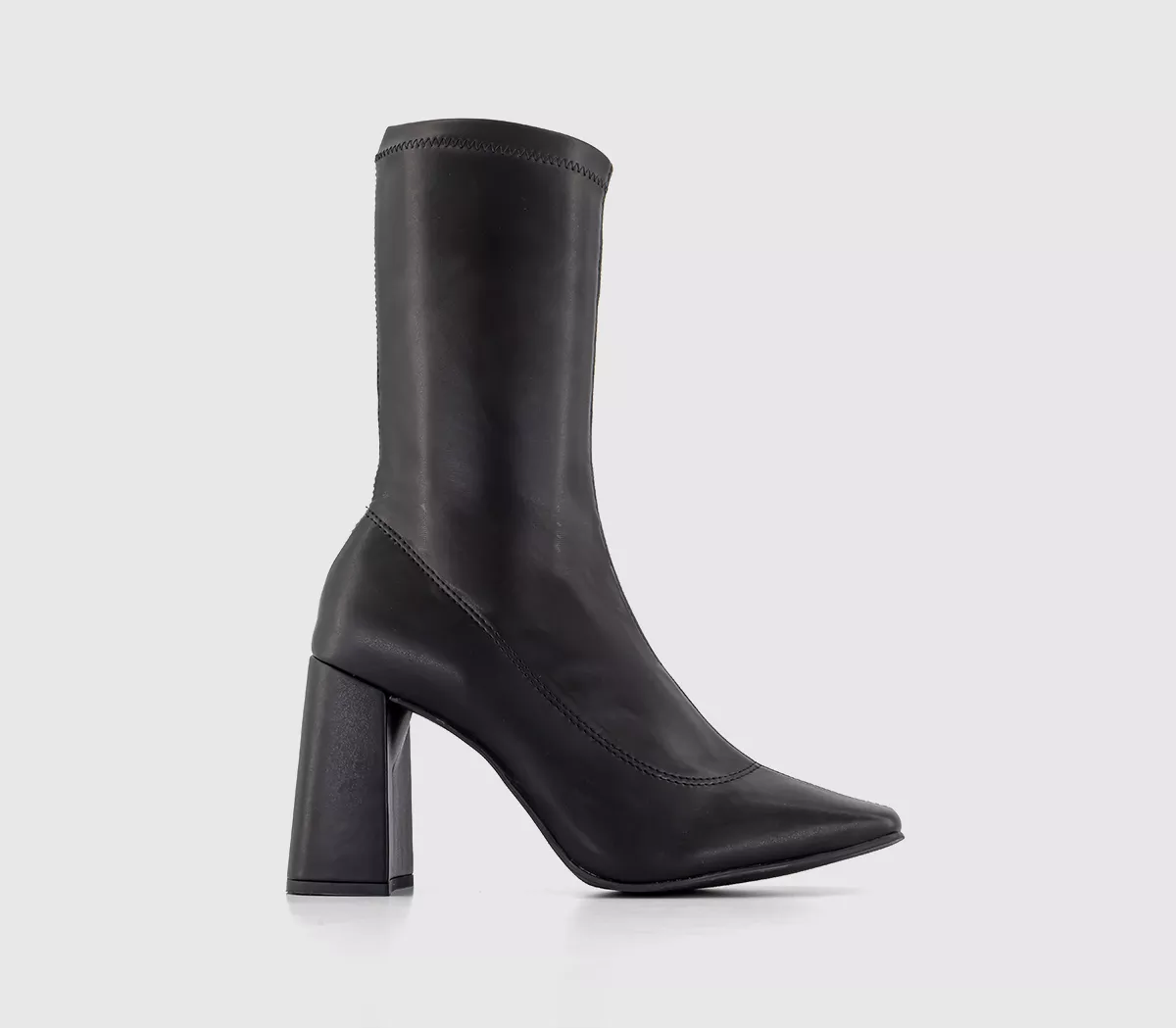 OFFICE Activate Heeled Sock Boots Black Faux Leather
