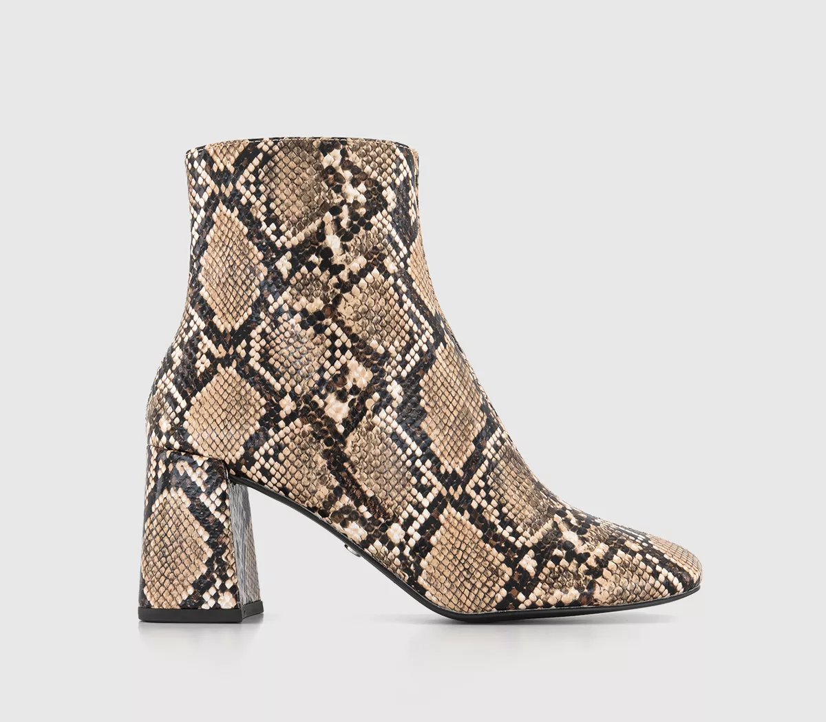 OFFICE Aurelia Centre Seam Block Heel Boots Snake Mono