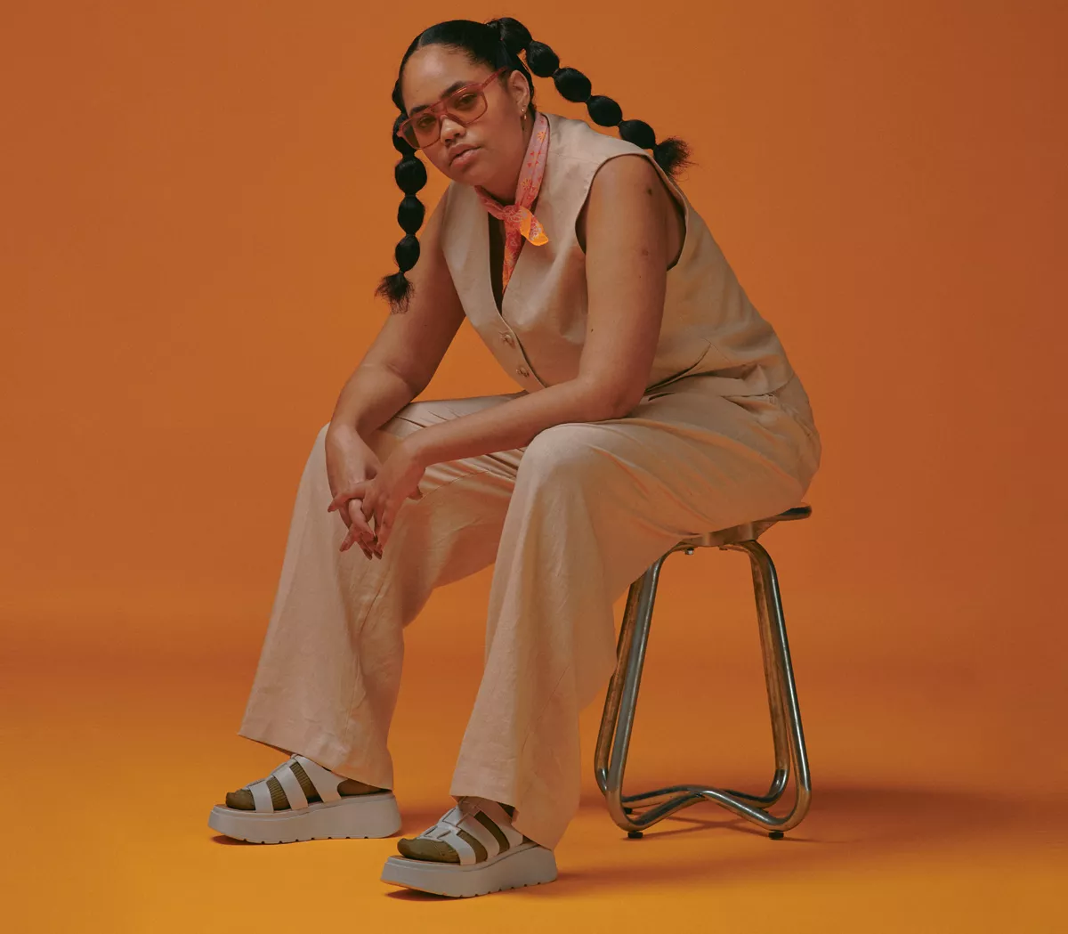 OFFICE Melba Wedge Caged Sandals Off White Leather