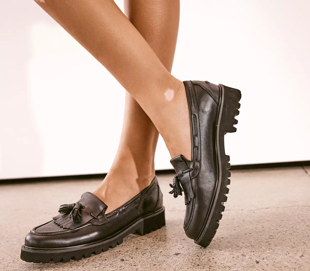 OFFICE Freya Fringe Loafers Black Leather