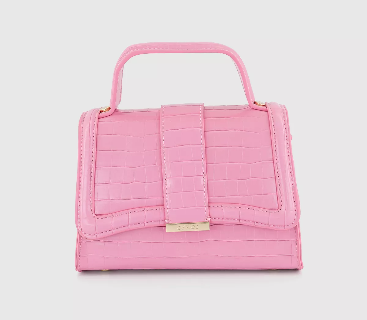 OFFICE Elle Cross Body Miniature Bag Pink Croc Embossed