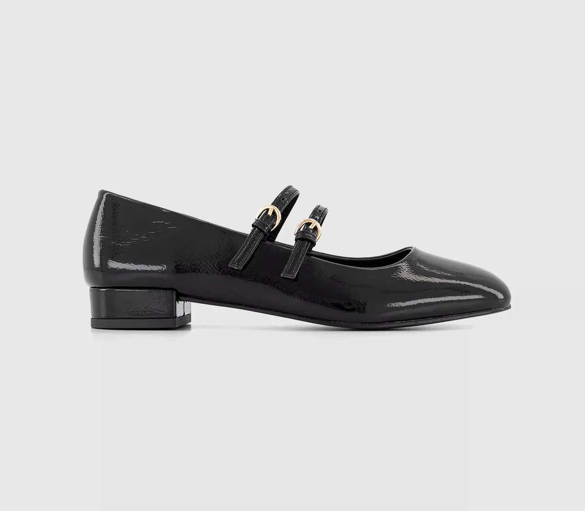 OFFICE Frenchkiss Patent Two Strap Mary Janes Black Patent