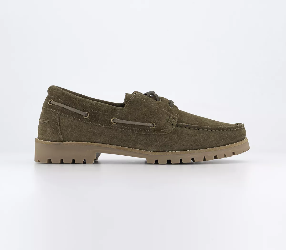 OFFICE Colorado Cleated Suede Boat Shoes Khaki Suede