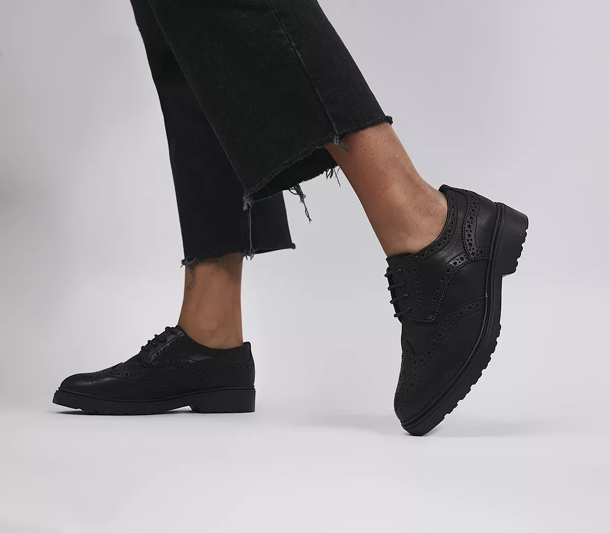 OFFICE Fergie Lace Up Brogues Black Leather