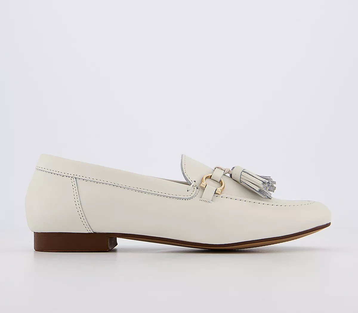 OFFICE Flock Suede Tassel Loafers Off White Leather