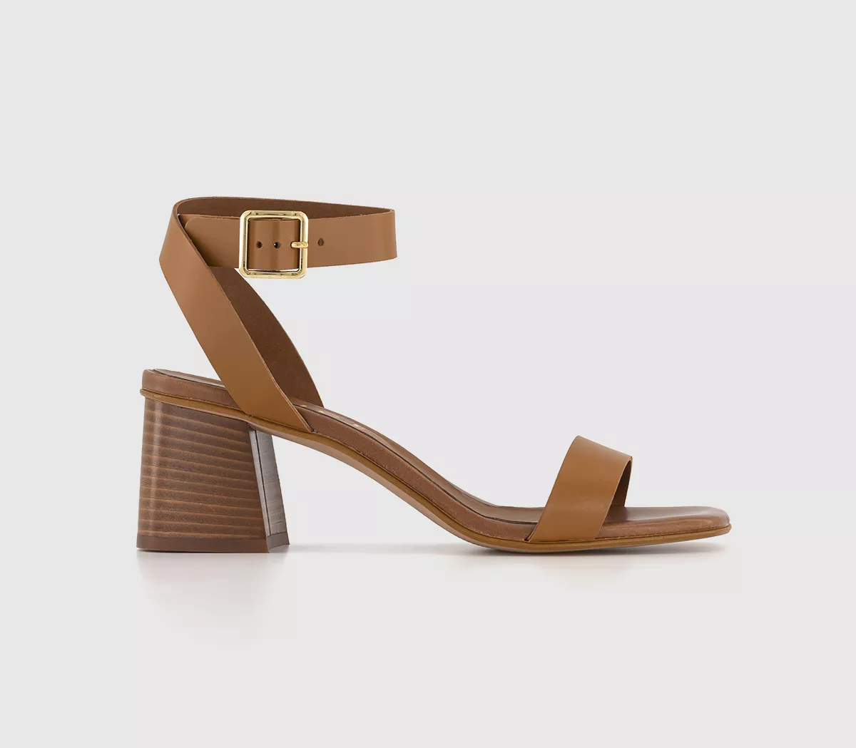 OFFICE Melbourne Two Part Heel Sandals Tan Leather
