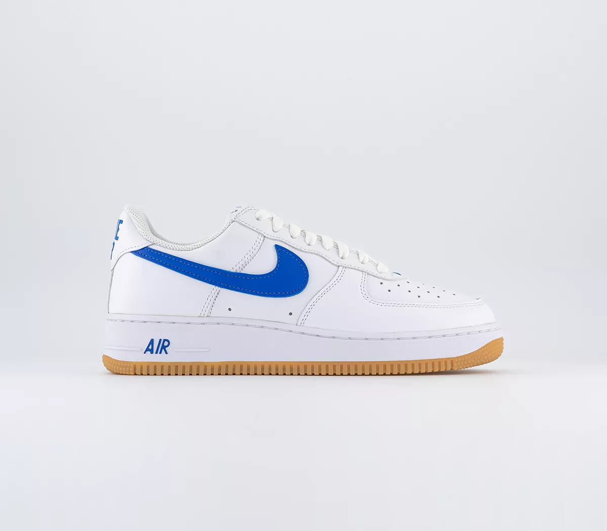 Nike Air Force 1 07 Trainers White Royal Blue Gum Yellow Metallic Gold