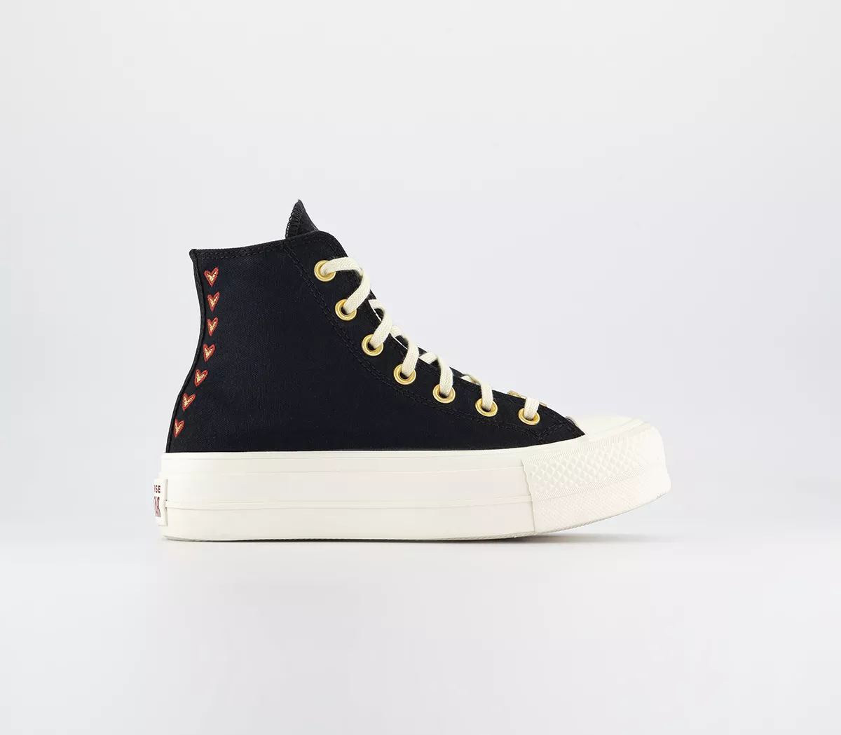 Converse All Star Lift Hi Platform Valentine's Trainers  Black Egret Back Ally Brick