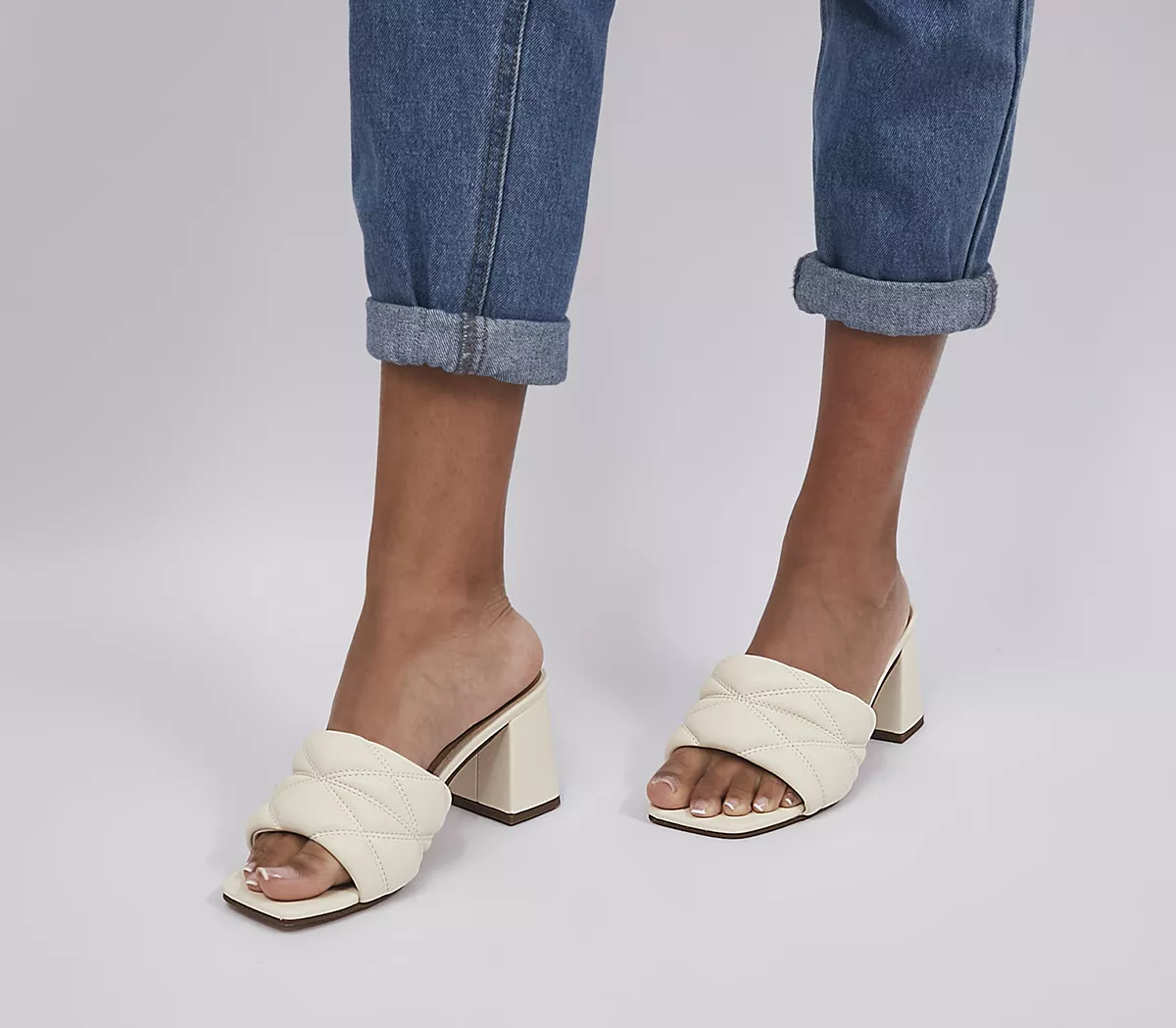 OFFICE Magnum Quilted Mules White
