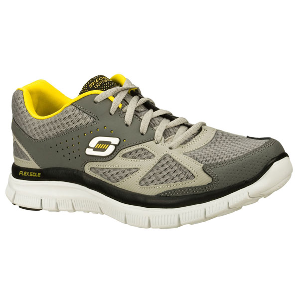 Skechers Men Wide Fit (2E) Shoes - Master Plan Gray/Yellow
