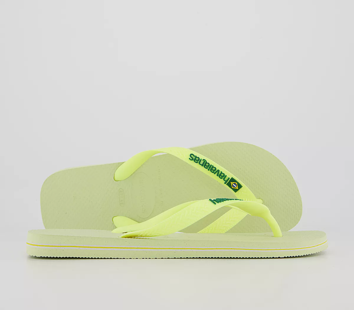 Havaianas Brasil Logo Flip Flops Lime Green