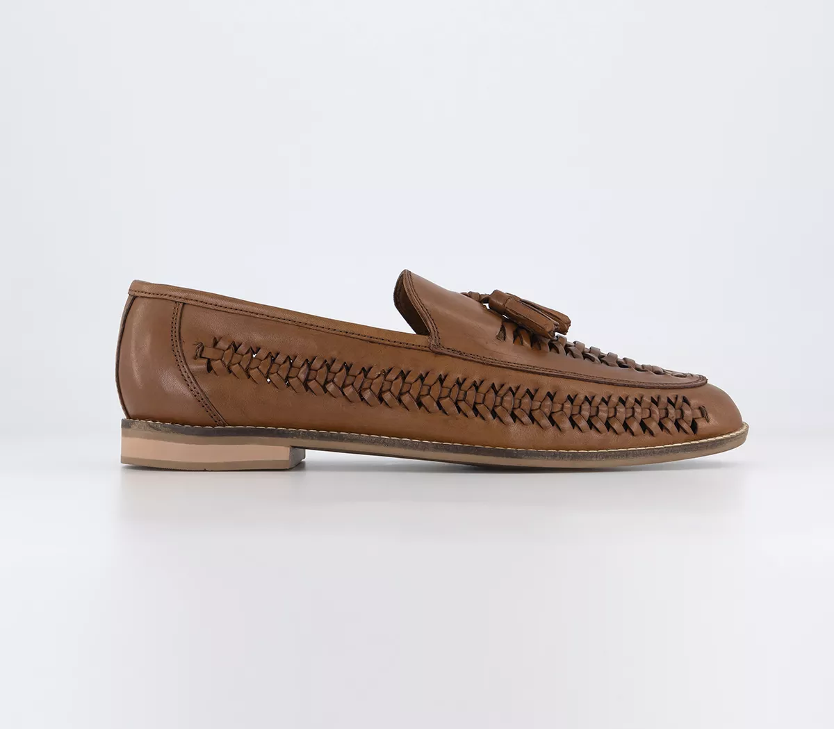 OFFICE Clapton 2 Tassel Woven Loafers Tan Leather