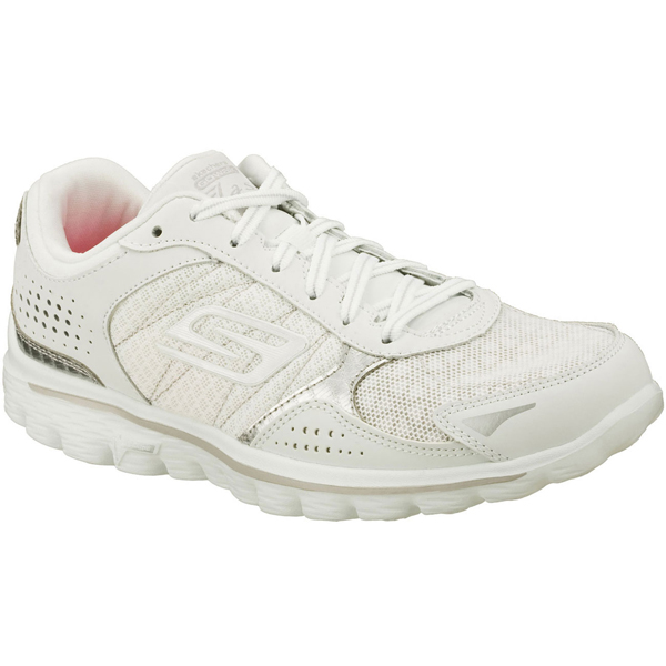 Skechers Women GOwalk 2 - Flash Furry White/Silver