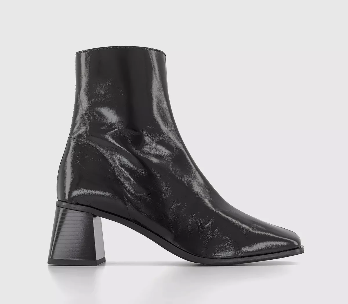 OFFICE Addison Patent Leather Block Heel Boots Black Patent Leather