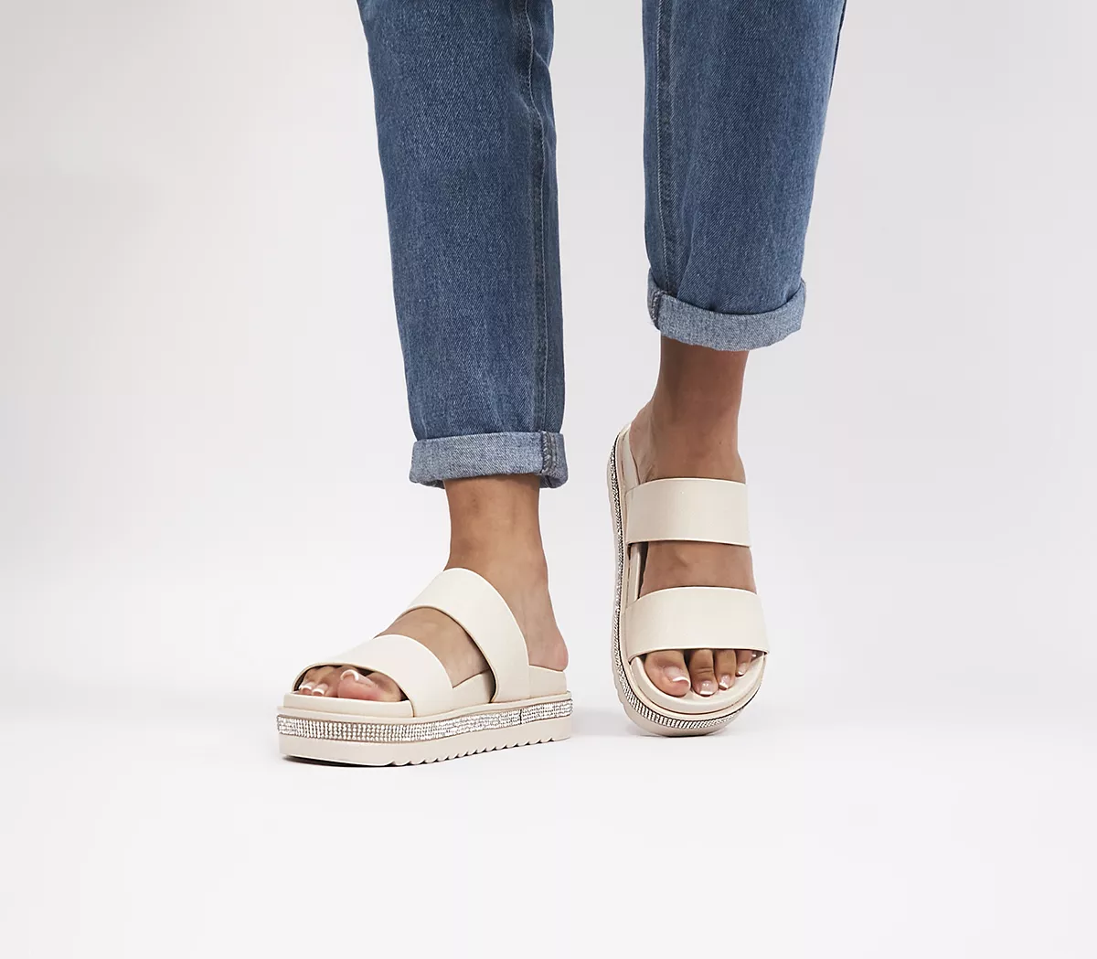 OFFICE Soulful Embellished Sole Sandals Off White