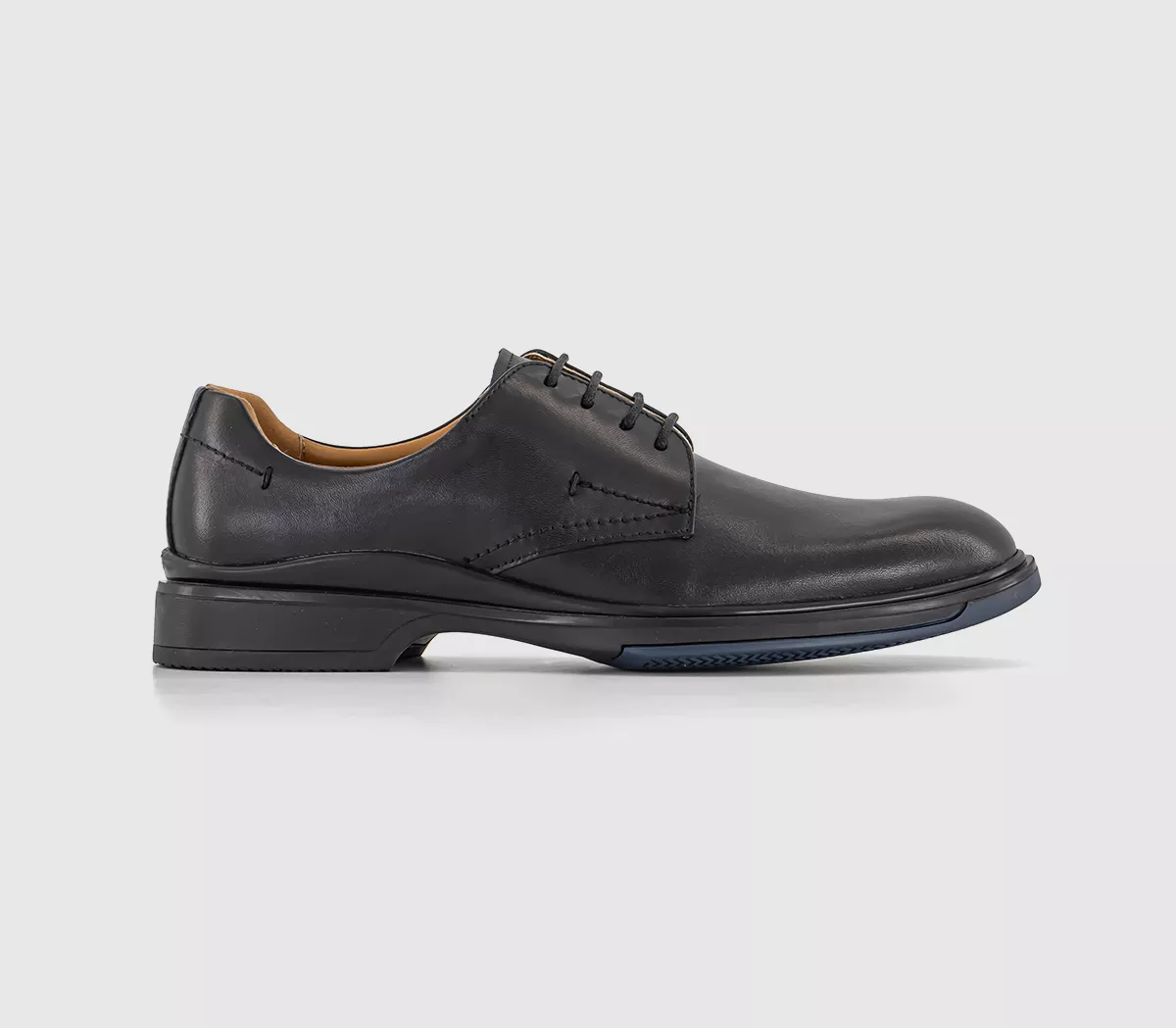 OFFICE Montebello Moulded Sole 4 Eye Derby Shoes  Black Leather