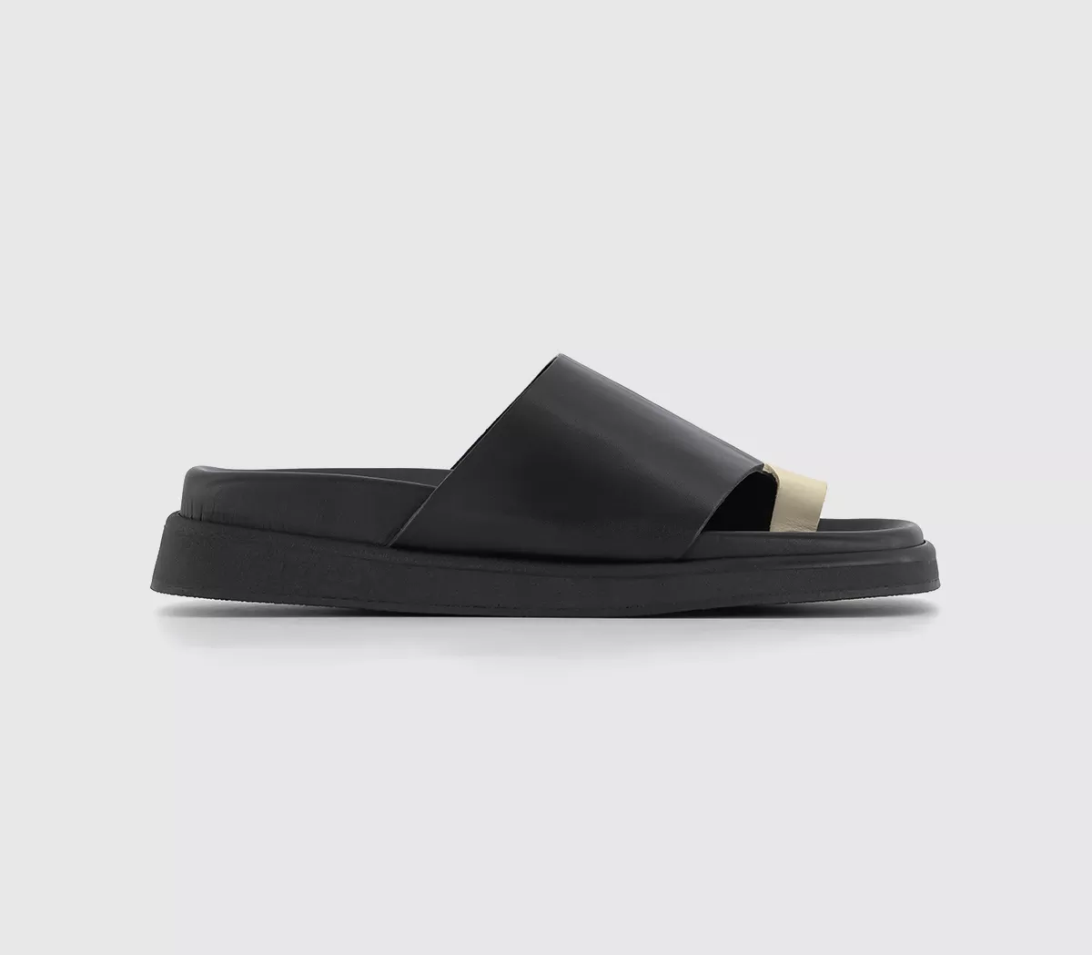 ALOHAS Toe Ring Bicolour Slip On Sandals Black Ivory
