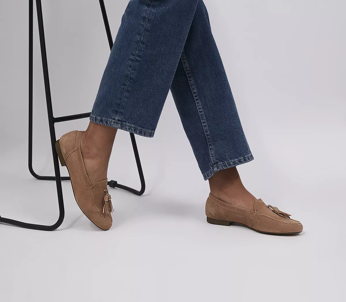 OFFICE Flick Retro Tassel Loafers Blush Suede