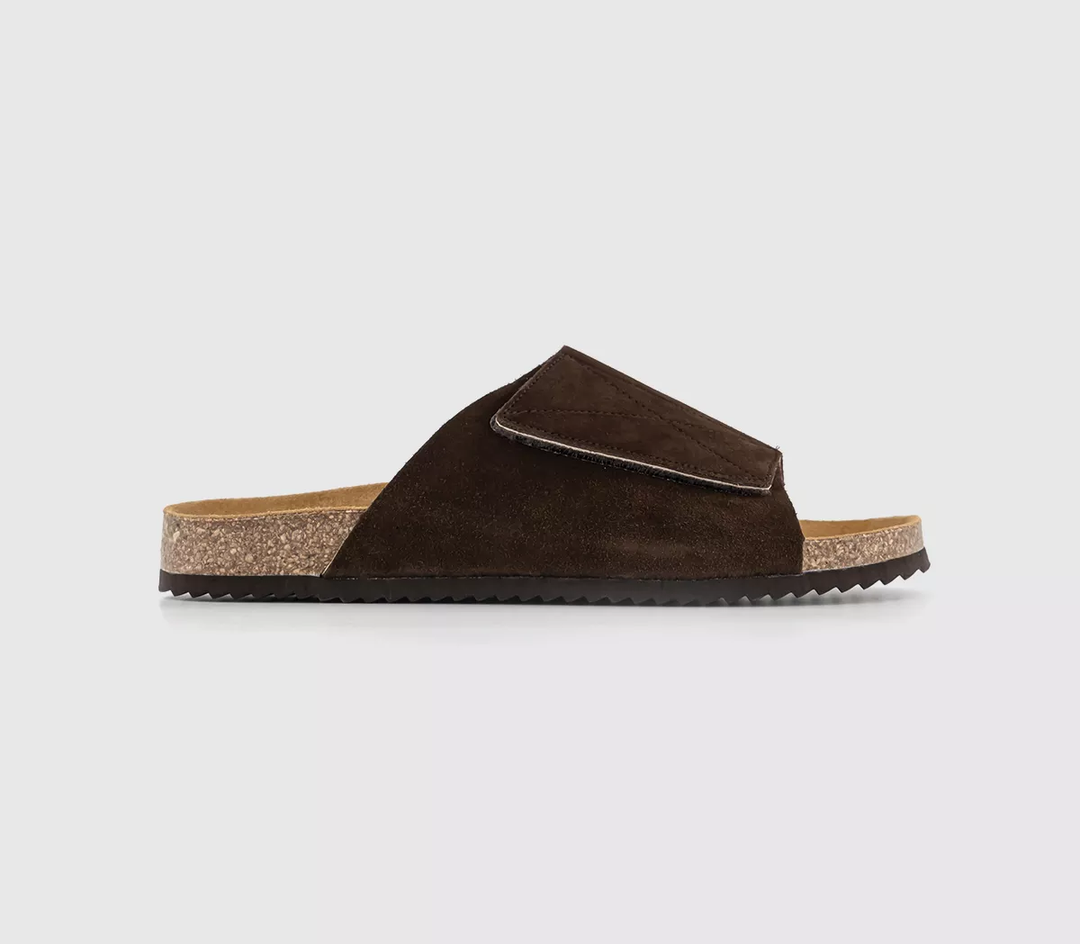 OFFICE Santiago Velcro Sliders Chocolate Suede