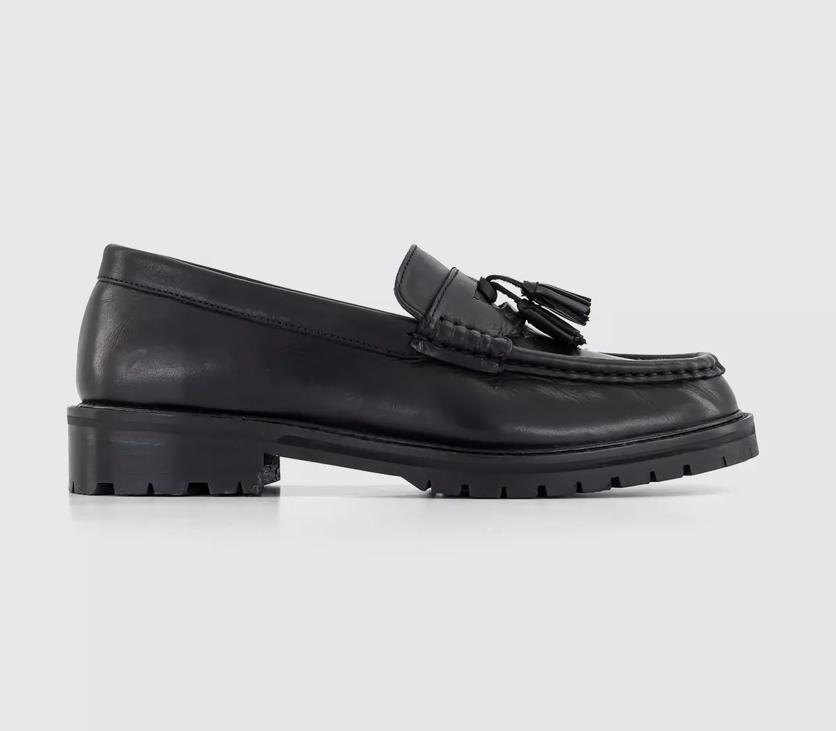 OFFICE Fenn Tassel Leather Loafers Black Leather