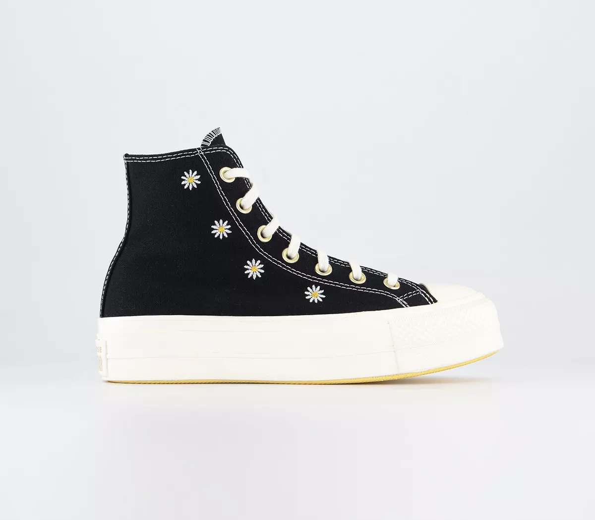 Converse All Star Lift Hi Platform Trainers Black Egret Light Gold Sunflower