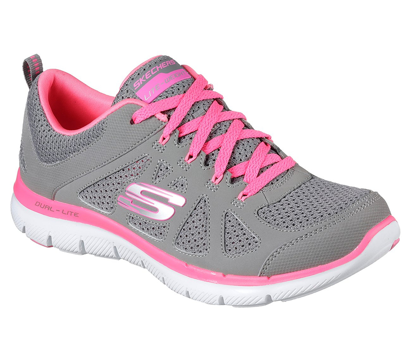 Skechers Women Flex Appeal 2.0 - Simplistic Gray/Hot Pink