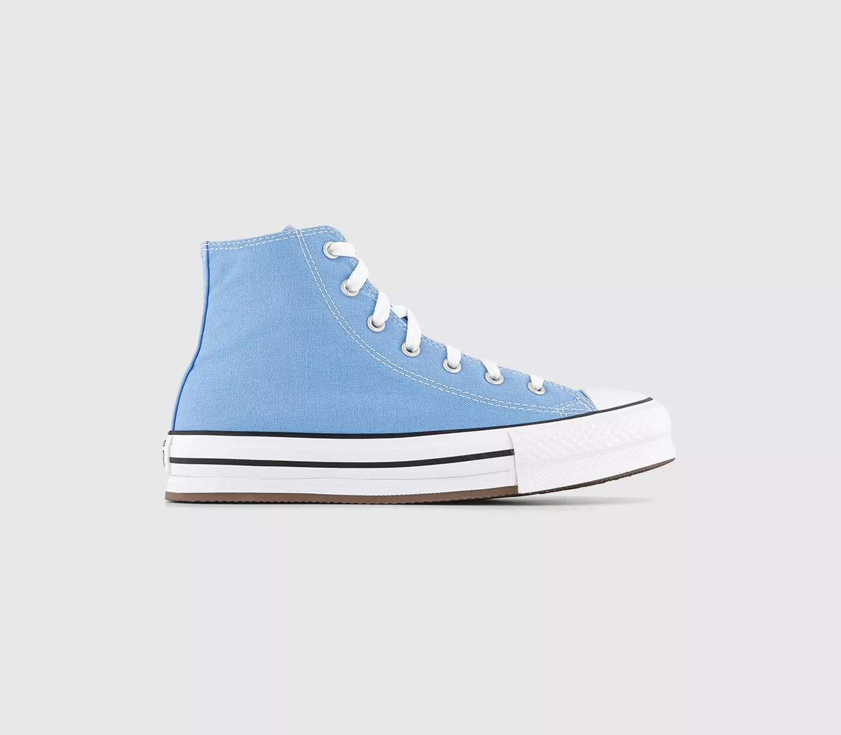 Converse All Star Eva Lift Hi Platform Junior Trainers Light Blue White Black