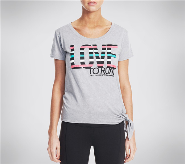 Skechers Women Allegra Graphic Tee Shirt Charcoal