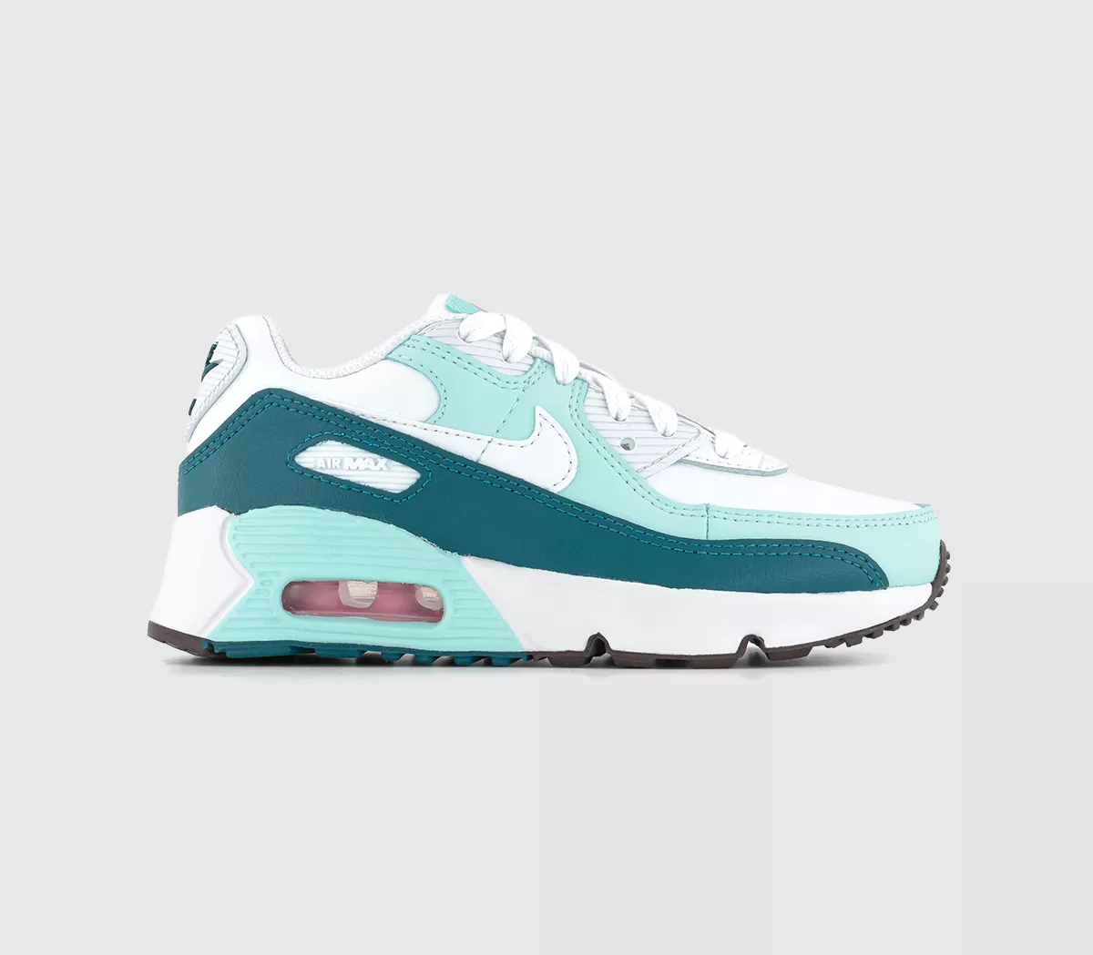Nike Air Max 90 Kids Trainers White White Jade Ice Geode Teal