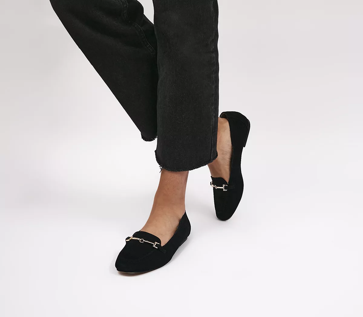 OFFICE Flying High Snaffle Suede Loafers Black Suede