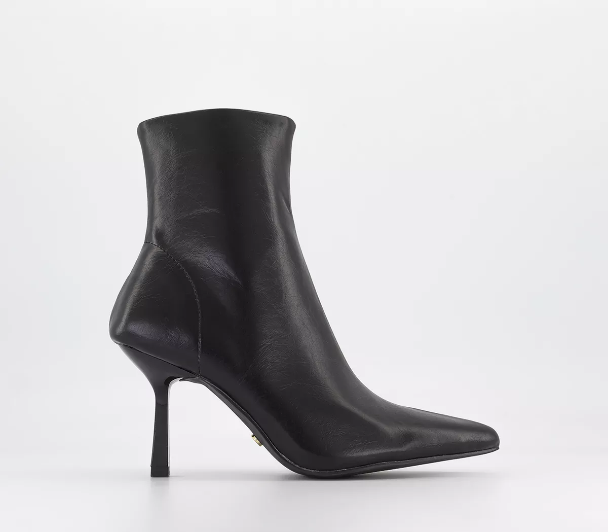 OFFICE All Set Point Toe Ankle Boots Black Leather