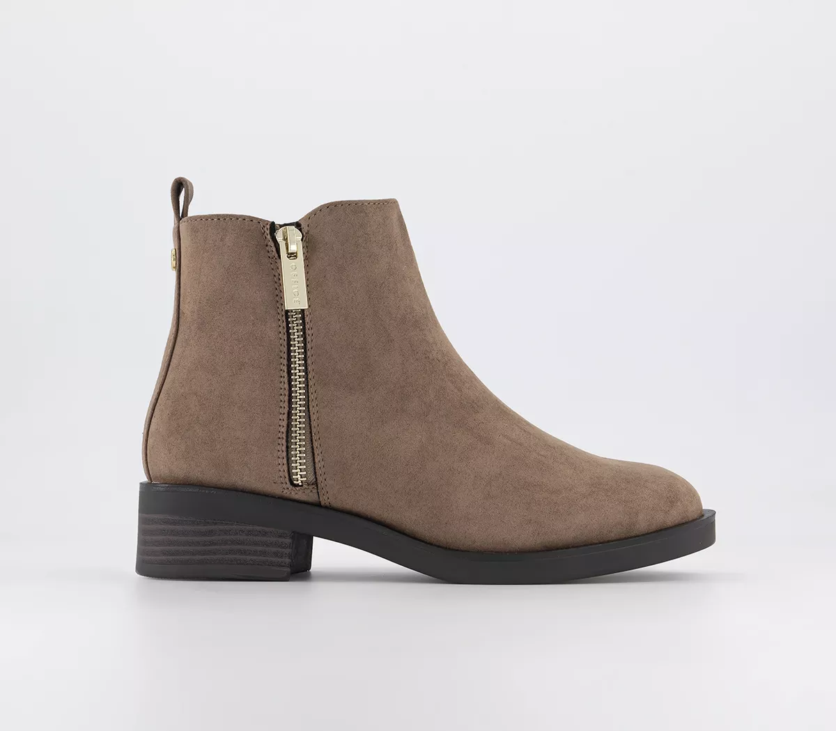 OFFICE Aila - Zip Flat Ankle Boots Taupe