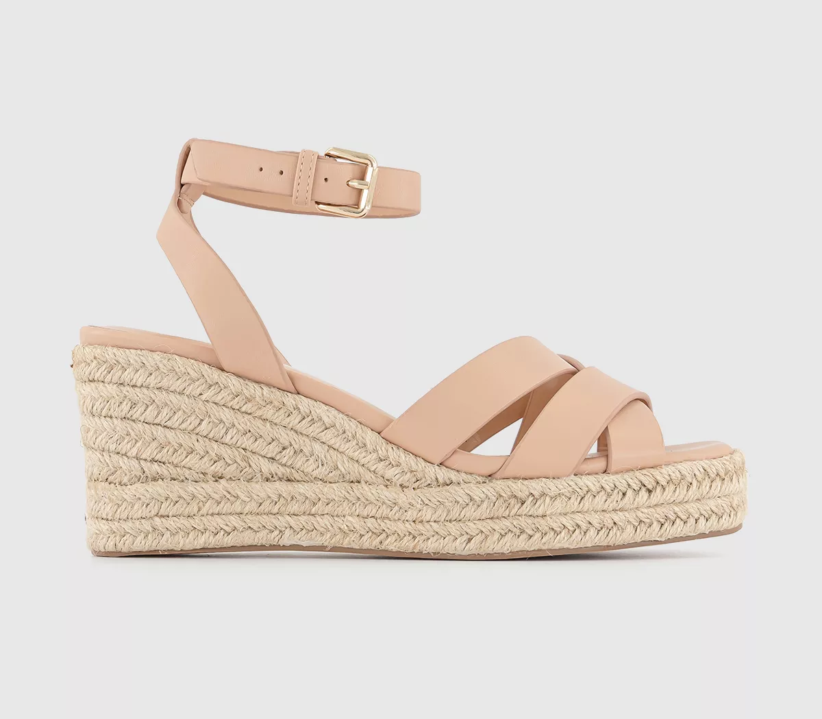 OFFICE Martina Multi Strap Mid Espadrille Wedges Blush