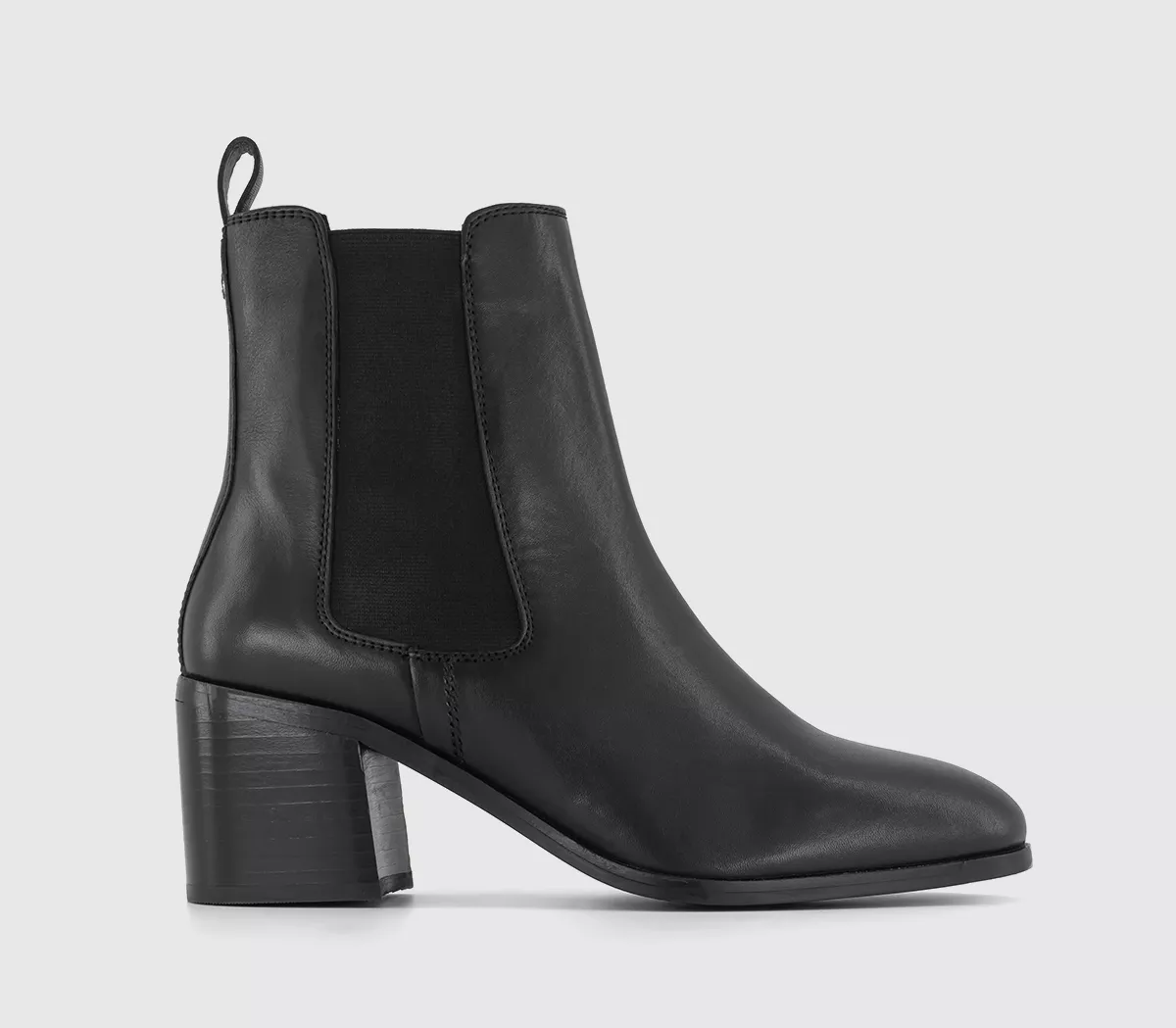 OFFICE Aspect Block Heel Chelsea Boots Black Leather