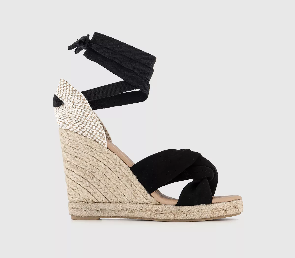 OFFICE Heather Ankle Tie Espadrilles Black Suede