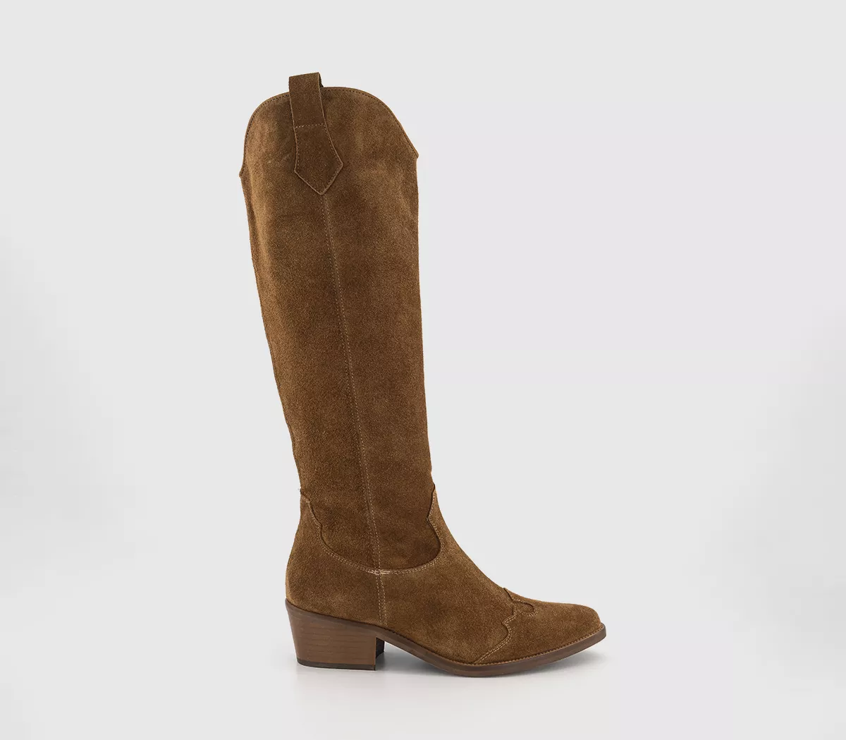 OFFICE Kezia Heeled Western Knee Boots Tan Suede
