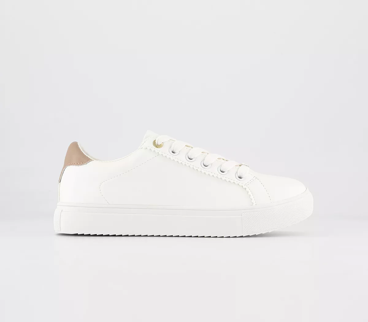 OFFICE Force Lace Up Cup Sole Trainers White