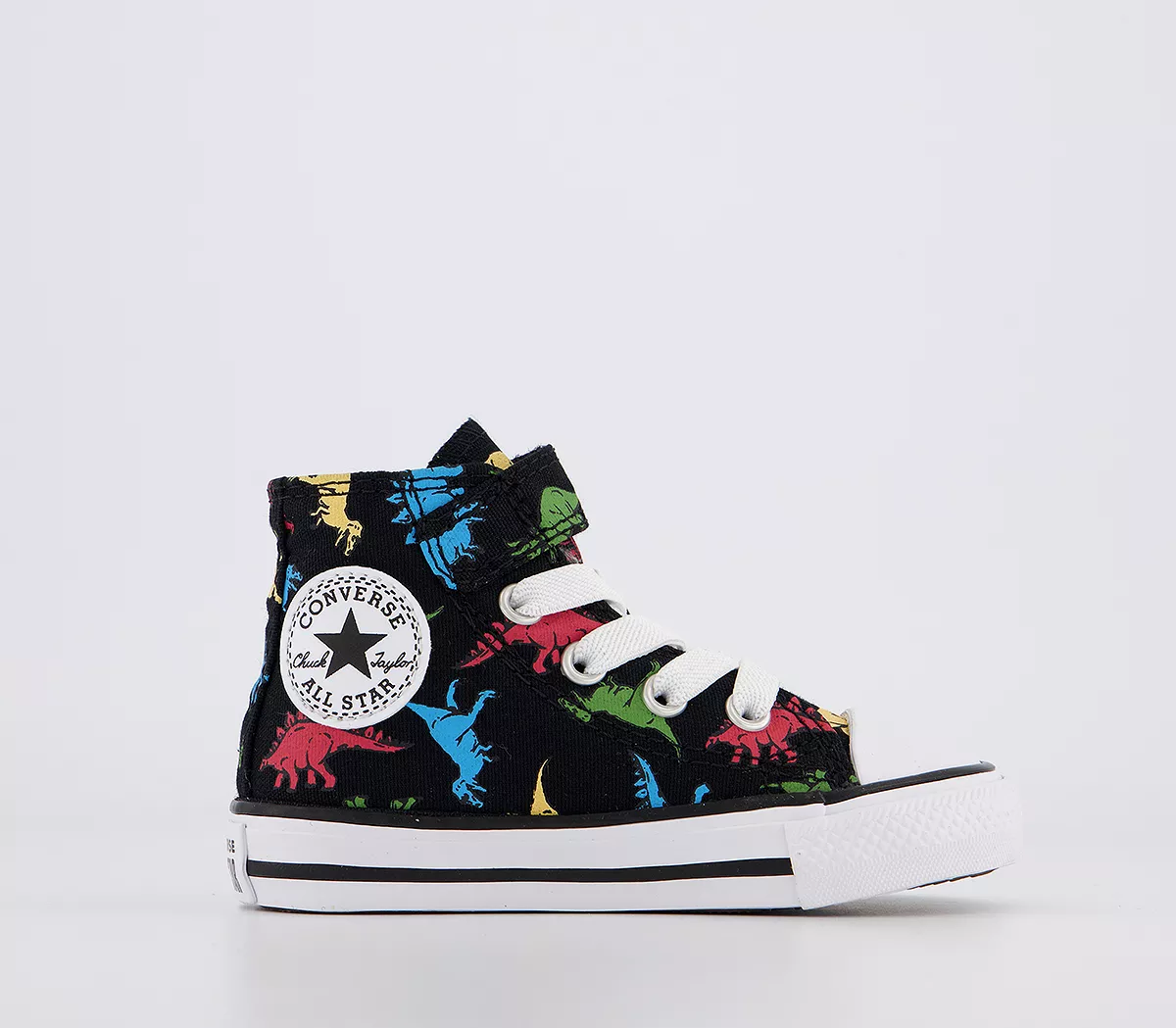 Converse All Star Hi 1vlace Trainers Dinosaurs Black Red Baltic Blue White