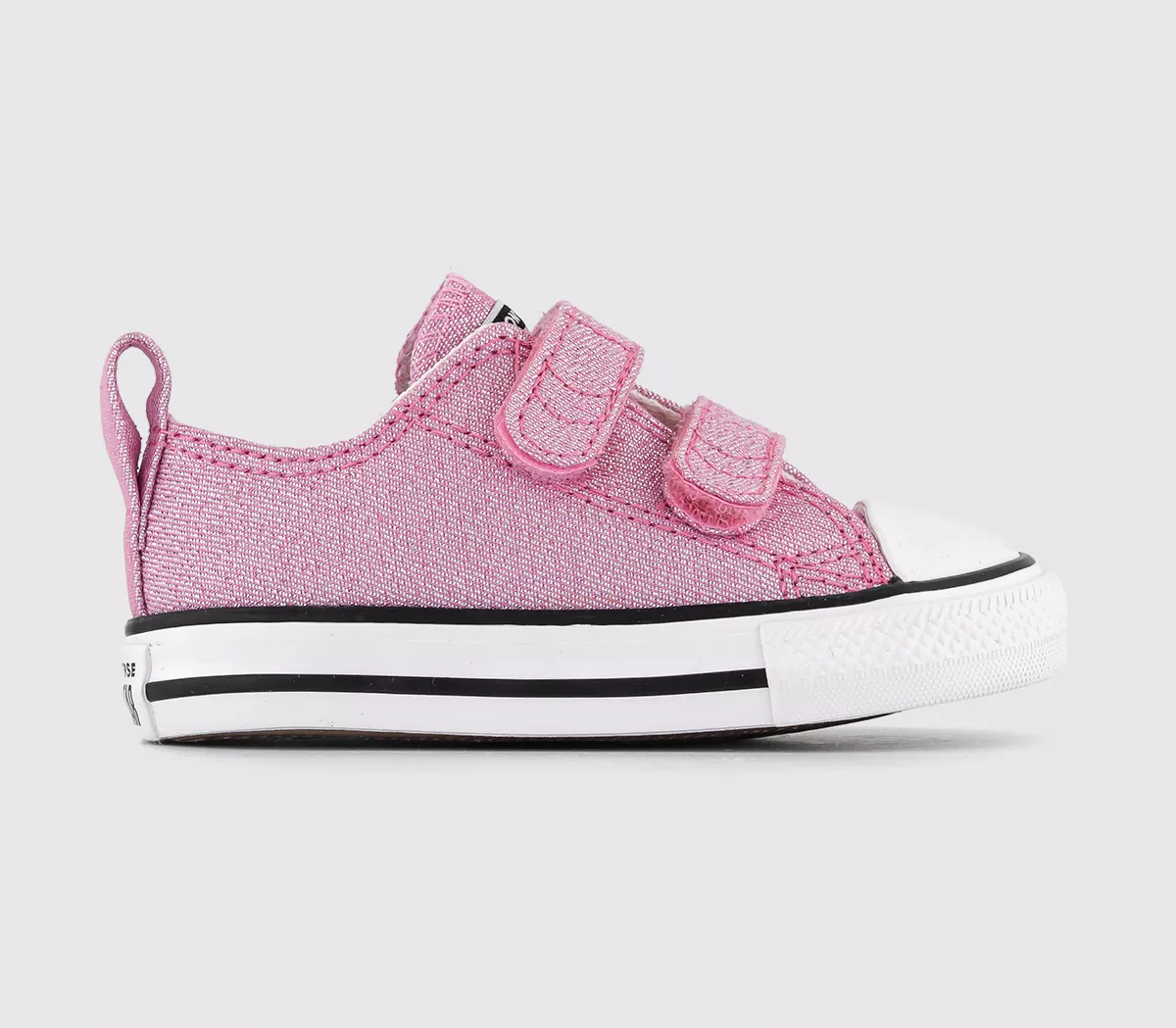 Converse All Star 2vlace Infant Trainers  Pink Black White