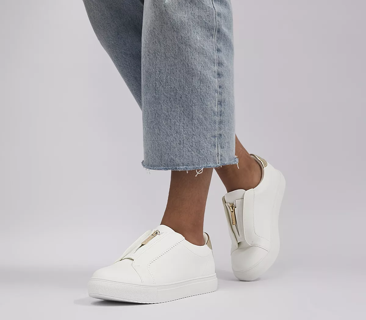 OFFICE Franchise Zip Front Trainers White