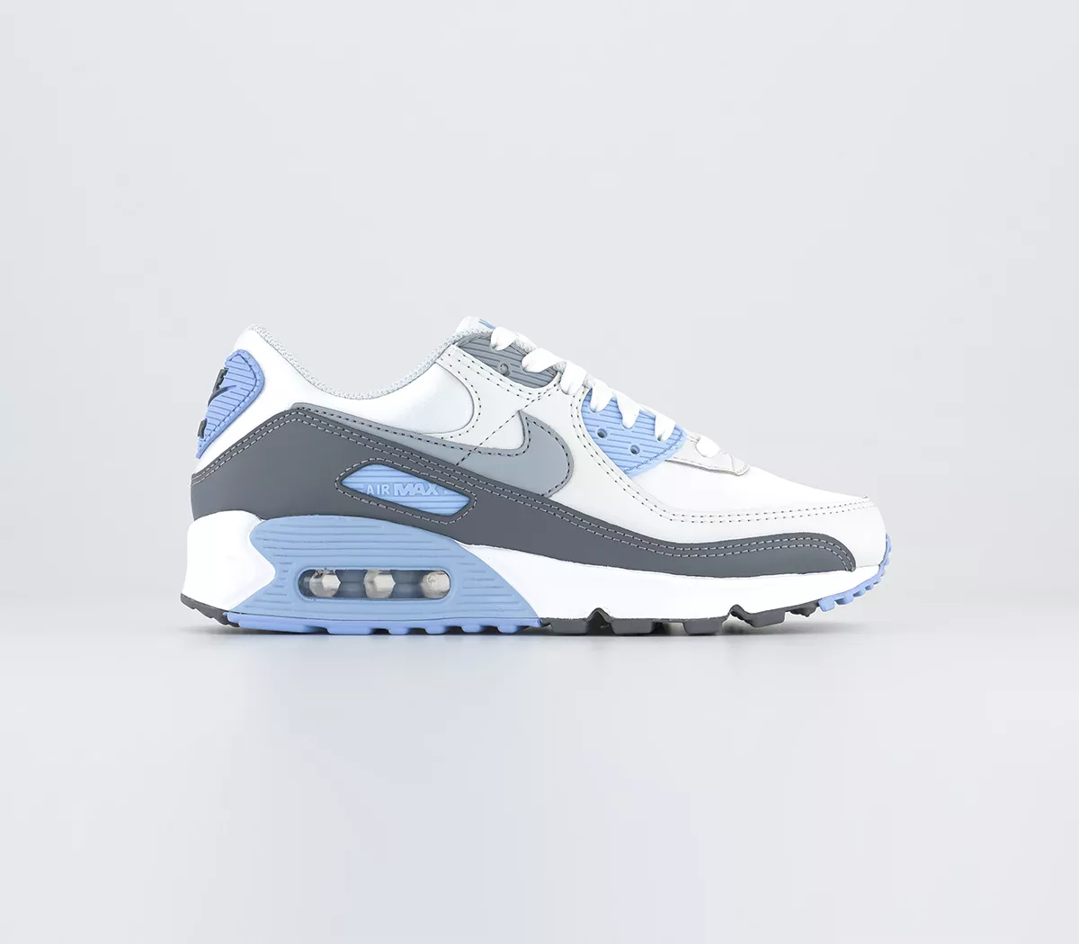 Nike Air Max 90 Trainers White Wolf Grey Photon Dust Cobalt Bliss