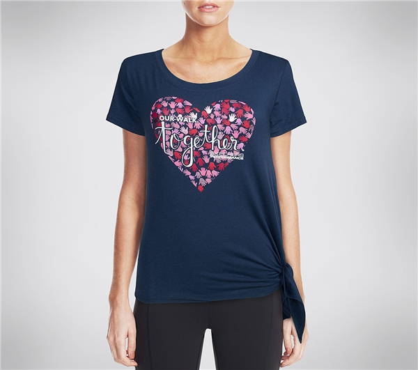 Skechers Women Together Heart Tee Shirt Navy