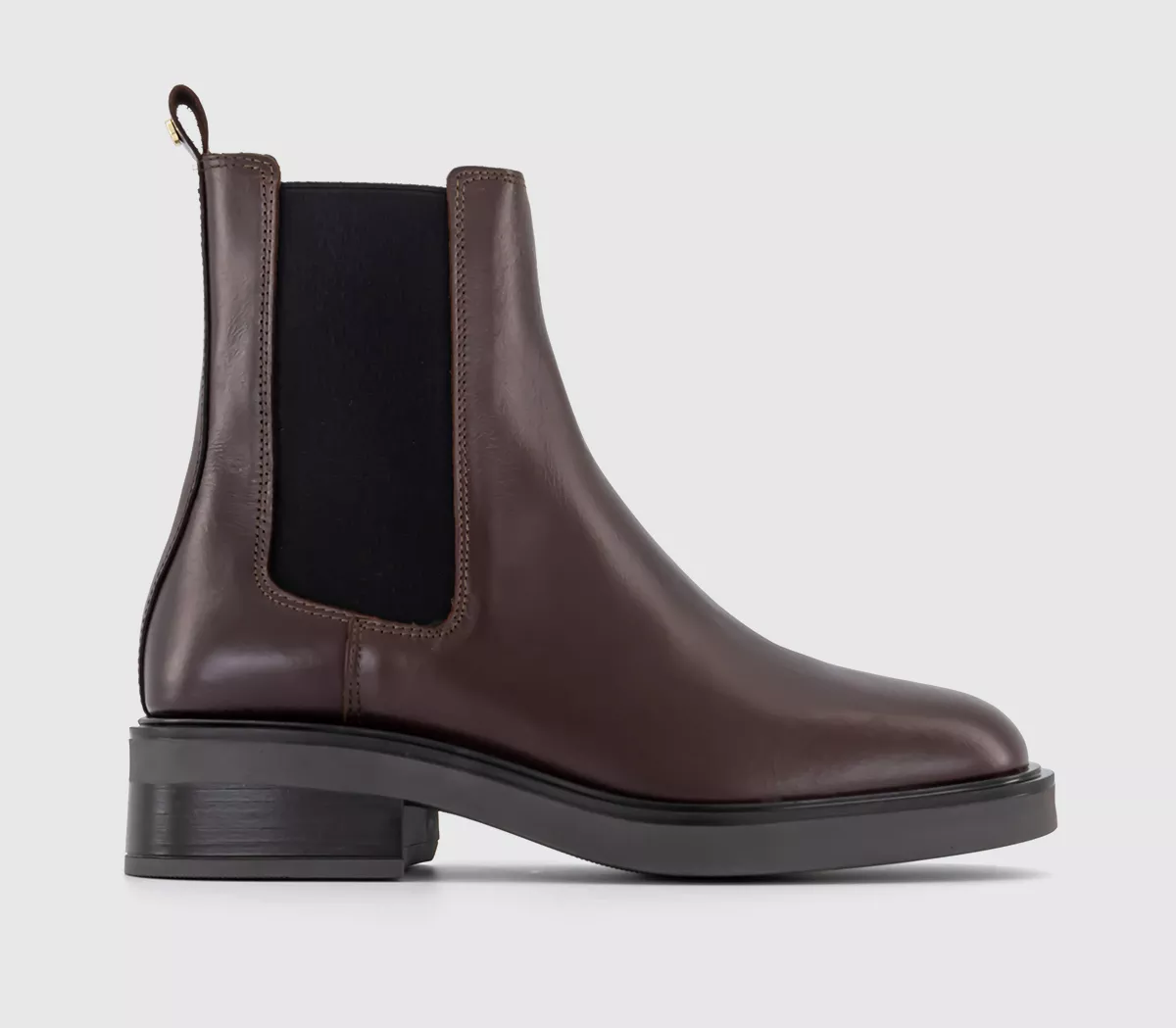 OFFICE Attention Clean Chelsea Ankle Boots Choc Leather
